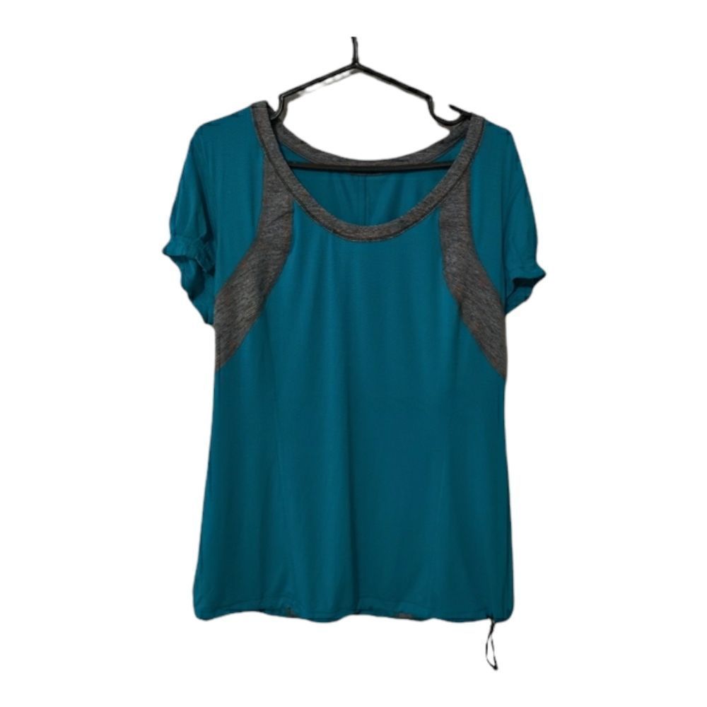 Lululemon teal blue & grey Revitalize Tech short sleeve shirt size large